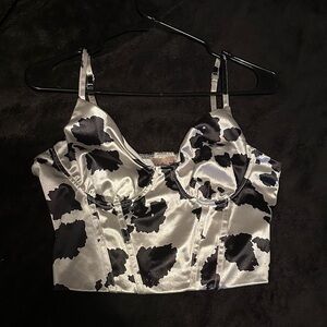 Stylish Black And White Cow Print Women's Top